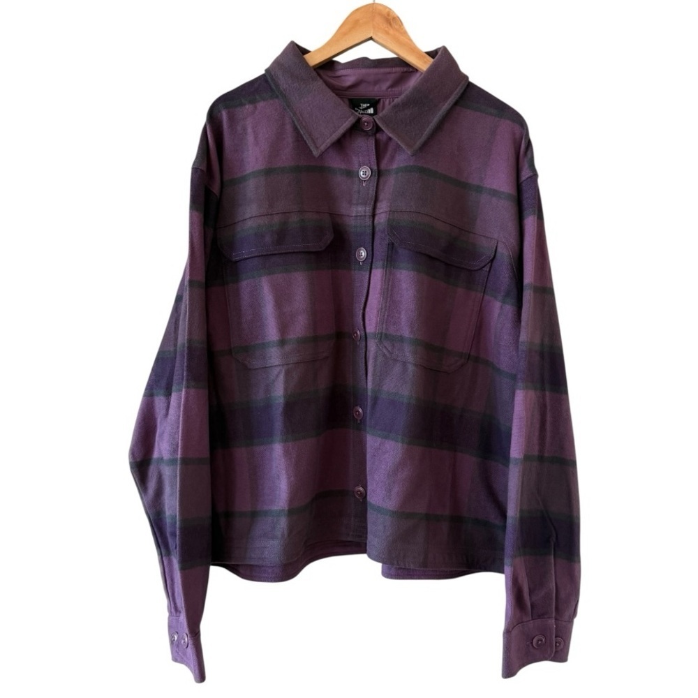 THE NORTH FACE Women’s Valley Flannel Button Down Shacket Midnight Mauve XXL - Picture 3 of 10